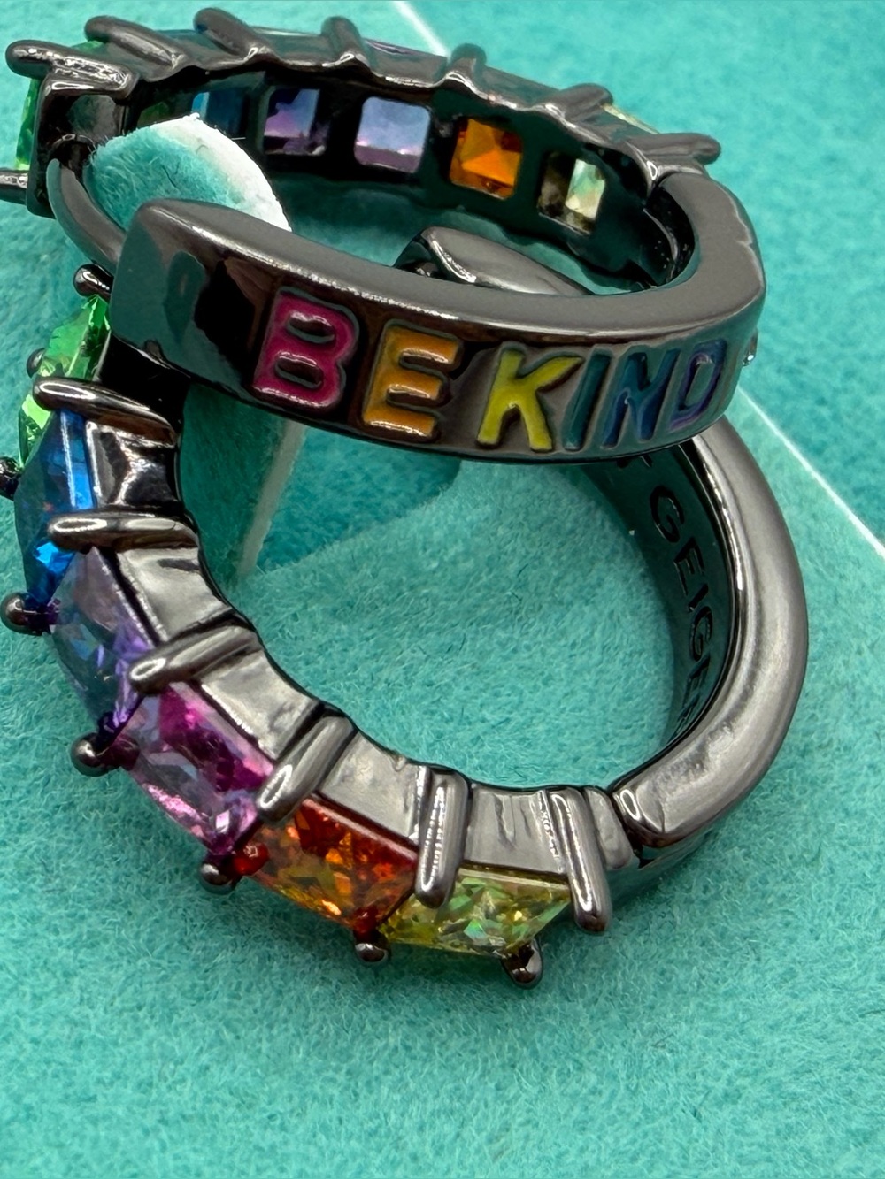 Kurt Geiger London Rainbow Crystal Huggie Hoop Earrings NWT